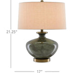 Dark Gray Moss Green Antique Brass Greenlea Table Lamp - LOOMLAN - Currey & Co - Table Lamps