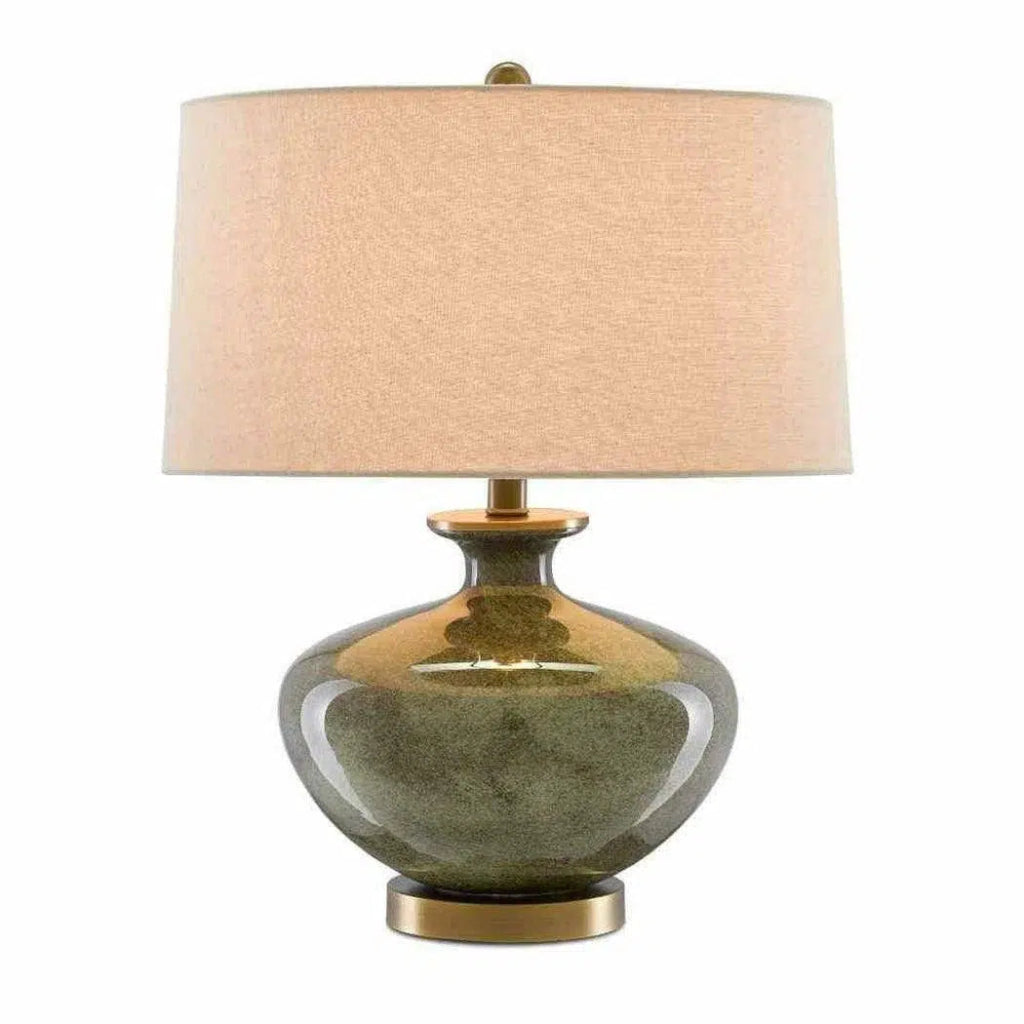 Dark Gray Moss Green Antique Brass Greenlea Table Lamp - LOOMLAN - Currey & Co - Table Lamps