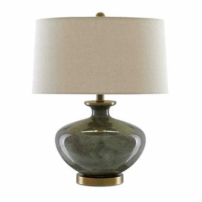 Dark Gray Moss Green Antique Brass Greenlea Table Lamp - LOOMLAN - Currey & Co - Table Lamps