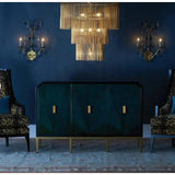 Dark Sapphire Black Antique Brass Kallista Credenza - LOOMLAN - Currey & Co - Sideboards