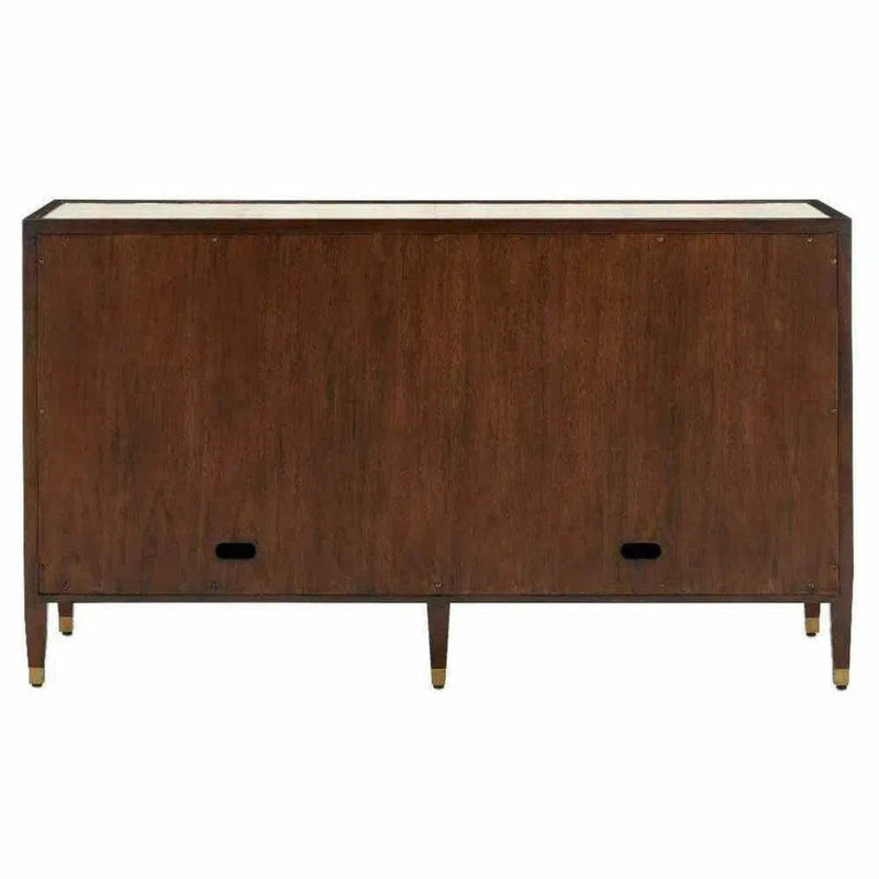 Dark Walnut Brass Evie Shagreen Credenza - LOOMLAN - Currey & Co - Sideboards