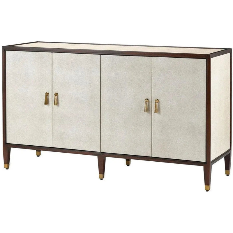 Dark Walnut Brass Evie Shagreen Credenza - LOOMLAN - Currey & Co - Sideboards