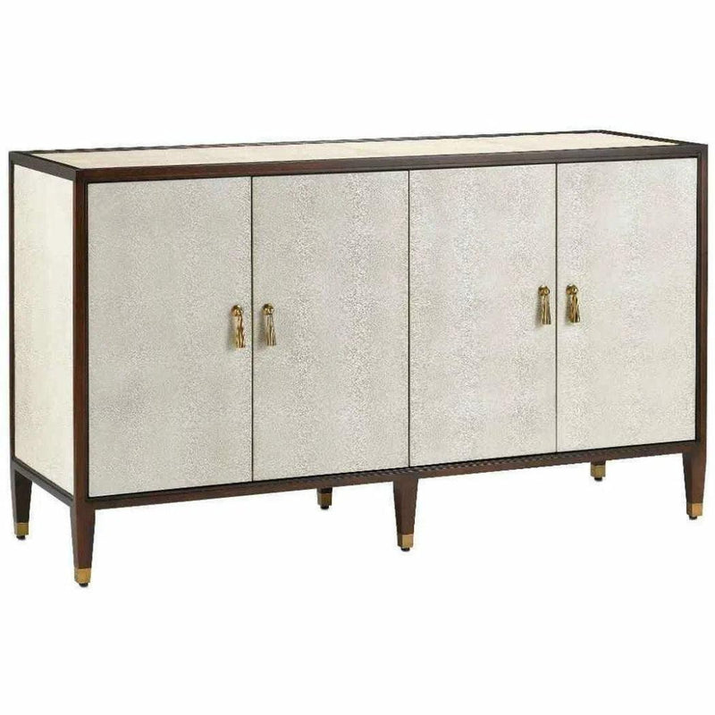 Dark Walnut Brass Evie Shagreen Credenza - LOOMLAN - Currey & Co - Sideboards