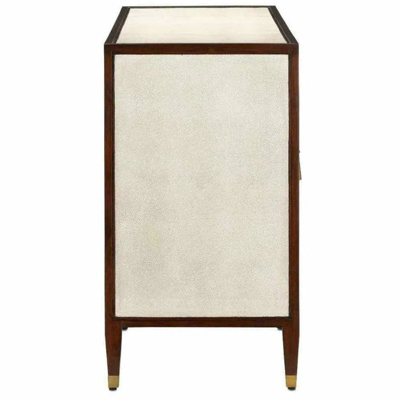 Dark Walnut Brass Evie Shagreen Credenza - LOOMLAN - Currey & Co - Sideboards