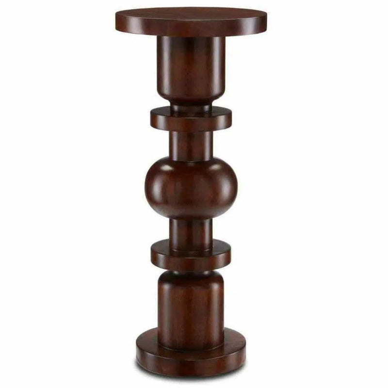 Dark Walnut Sasha Walnut Drinks Table - LOOMLAN - Currey & Co - Side Tables