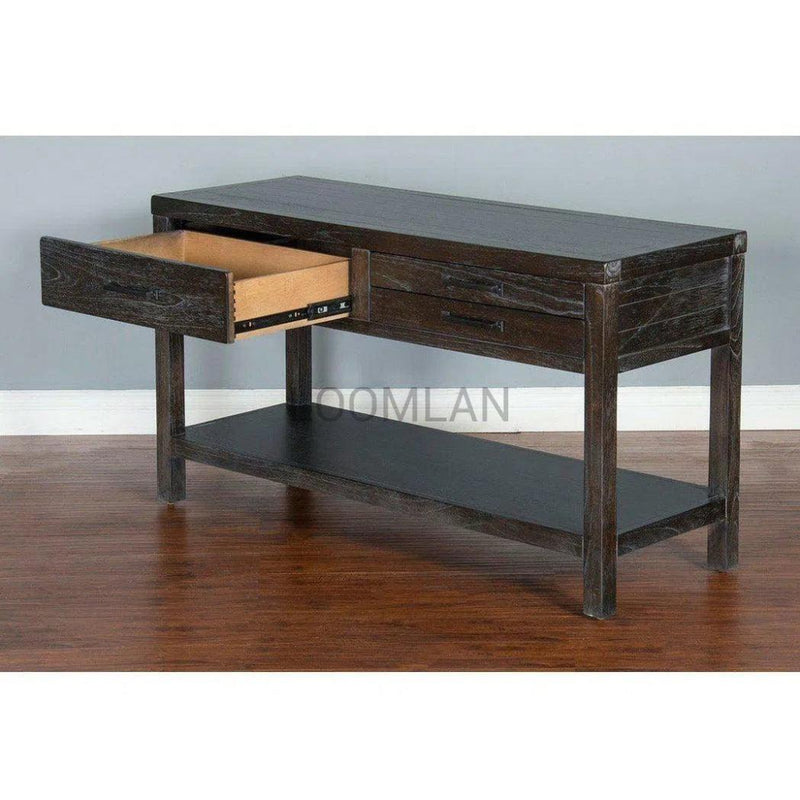 Dark Wood Console Table With 3 Drawers - LOOMLAN - Sunny D - Console Tables