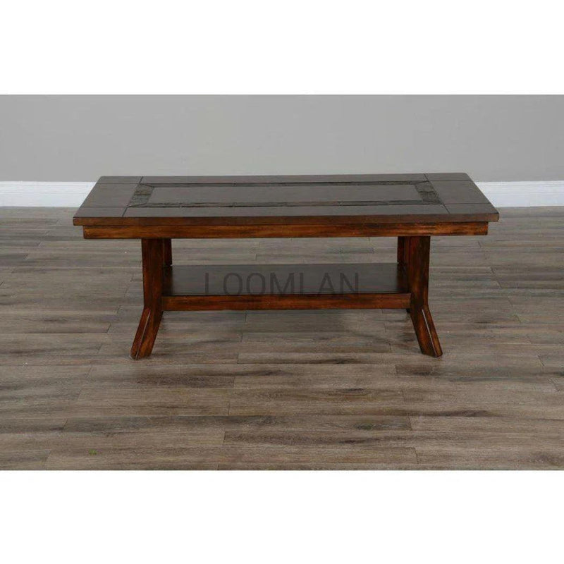 Dark Wood Slate Cocktail Coffee Table - LOOMLAN - Sunny D - Coffee Tables