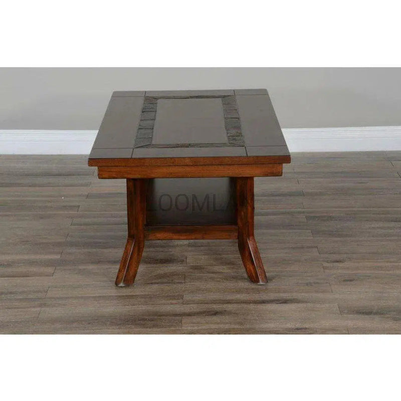 Dark Wood Slate Cocktail Coffee Table - LOOMLAN - Sunny D - Coffee Tables