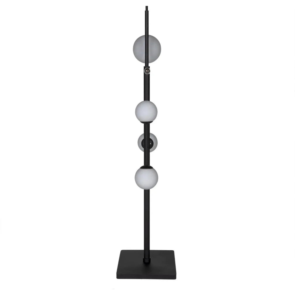 Dasha Steel and Frosted Globe Floor Lamp - LOOMLAN - Noir - Floor Lamps