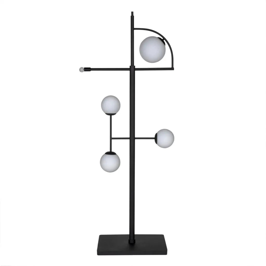 Dasha Steel and Frosted Globe Floor Lamp - LOOMLAN - Noir - Floor Lamps