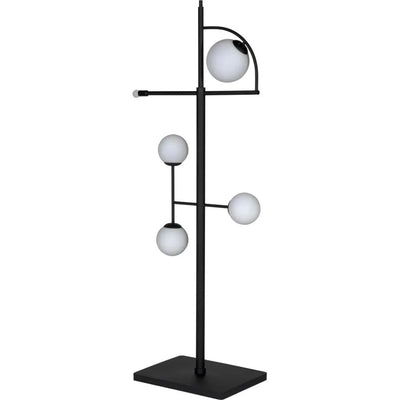 Dasha Steel and Frosted Globe Floor Lamp - LOOMLAN - Noir - Floor Lamps