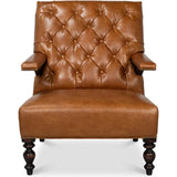 Dawson With Trim Cuba Brown Leather Chair - LOOMLAN - Sarreid - Accent Chairs