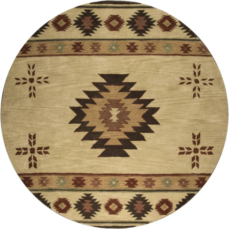 Daxy Khaki Round Area Rugs For Dining Room - LOOMLAN - LOOMLAN - Area Rugs
