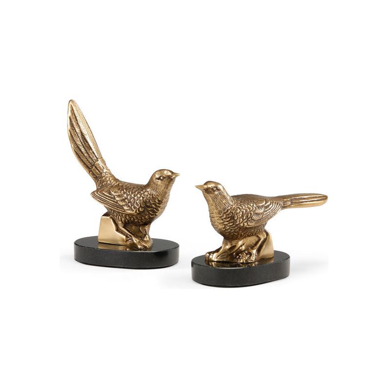 Plinthed Brass Birds Sculpture (Set Of 2)