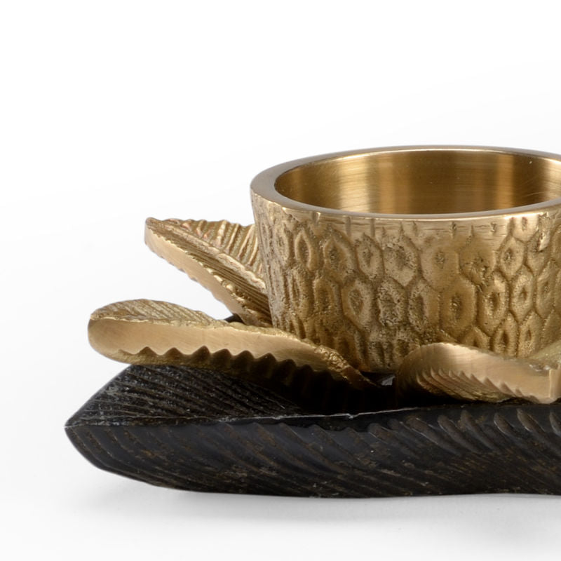 Brass Kat Gold Finish Candleholder