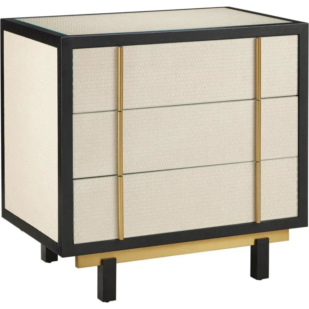 Deanna Wood and Raffia Ivory Nightstand - LOOMLAN - Nightstands