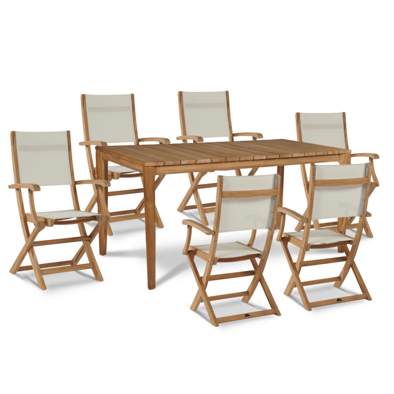Del Ray Teak Patio Rectangular Dining Set 7PC - LOOMLAN - HiTeak - Outdoor Dining Sets