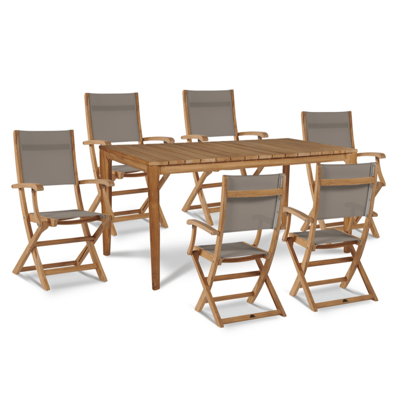 Del Ray Teak Patio Rectangular Dining Set 7PC - LOOMLAN - HiTeak - Outdoor Dining Sets
