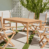Del Ray Teak Patio Rectangular Dining Set 7PC - LOOMLAN - HiTeak - Outdoor Dining Sets