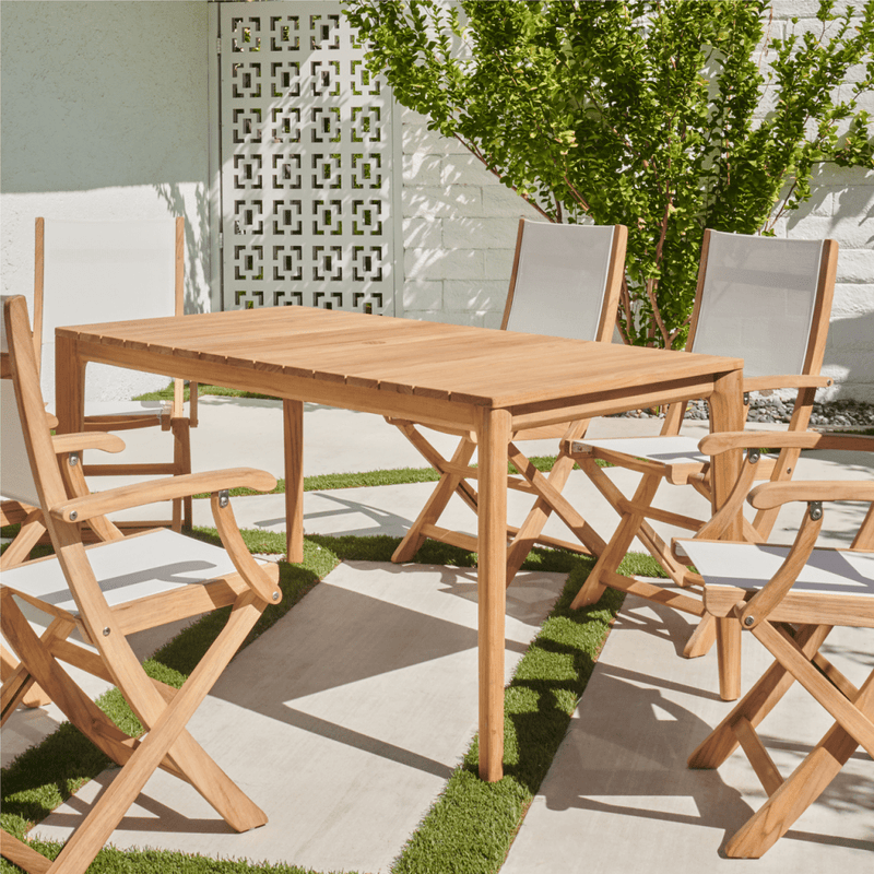Del Ray Teak Patio Rectangular Dining Set 7PC - LOOMLAN - HiTeak - Outdoor Dining Sets