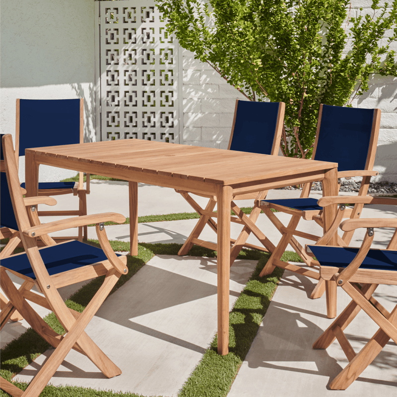 Del Ray Teak Patio Rectangular Dining Set 7PC - LOOMLAN - HiTeak - Outdoor Dining Sets