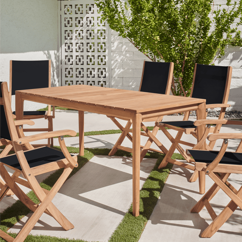 Del Ray Teak Patio Rectangular Dining Set 7PC - LOOMLAN - HiTeak - Outdoor Dining Sets