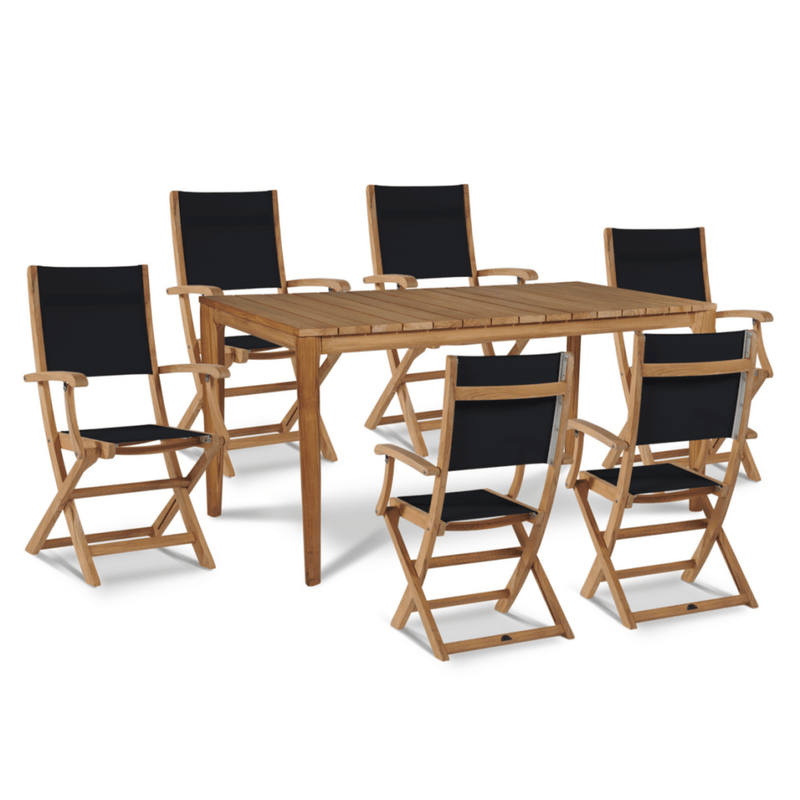 Del Ray Teak Patio Rectangular Dining Set 7PC - LOOMLAN - HiTeak - Outdoor Dining Sets