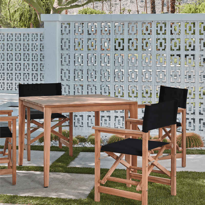 Del Ray Teak Patio Square Dining Set 5PC - LOOMLAN - HiTeak - Outdoor Dining Sets