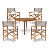 Del Ray Teak Patio Square Dining Set 5PC - LOOMLAN - HiTeak - Outdoor Dining Sets
