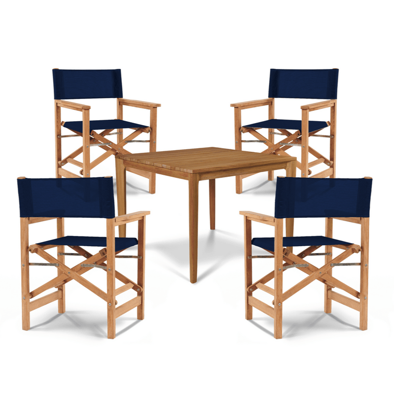 Del Ray Teak Patio Square Dining Set 5PC - LOOMLAN - HiTeak - Outdoor Dining Sets