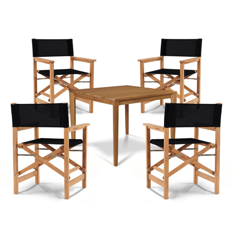 Del Ray Teak Patio Square Dining Set 5PC - LOOMLAN - HiTeak - Outdoor Dining Sets