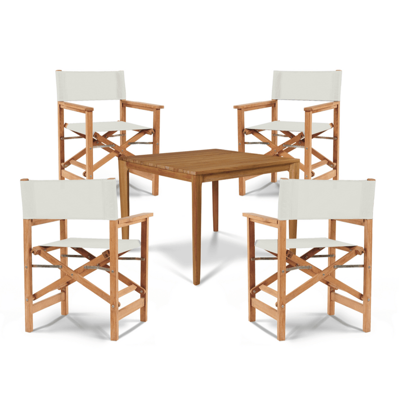 Del Ray Teak Patio Square Dining Set 5PC - LOOMLAN - HiTeak - Outdoor Dining Sets