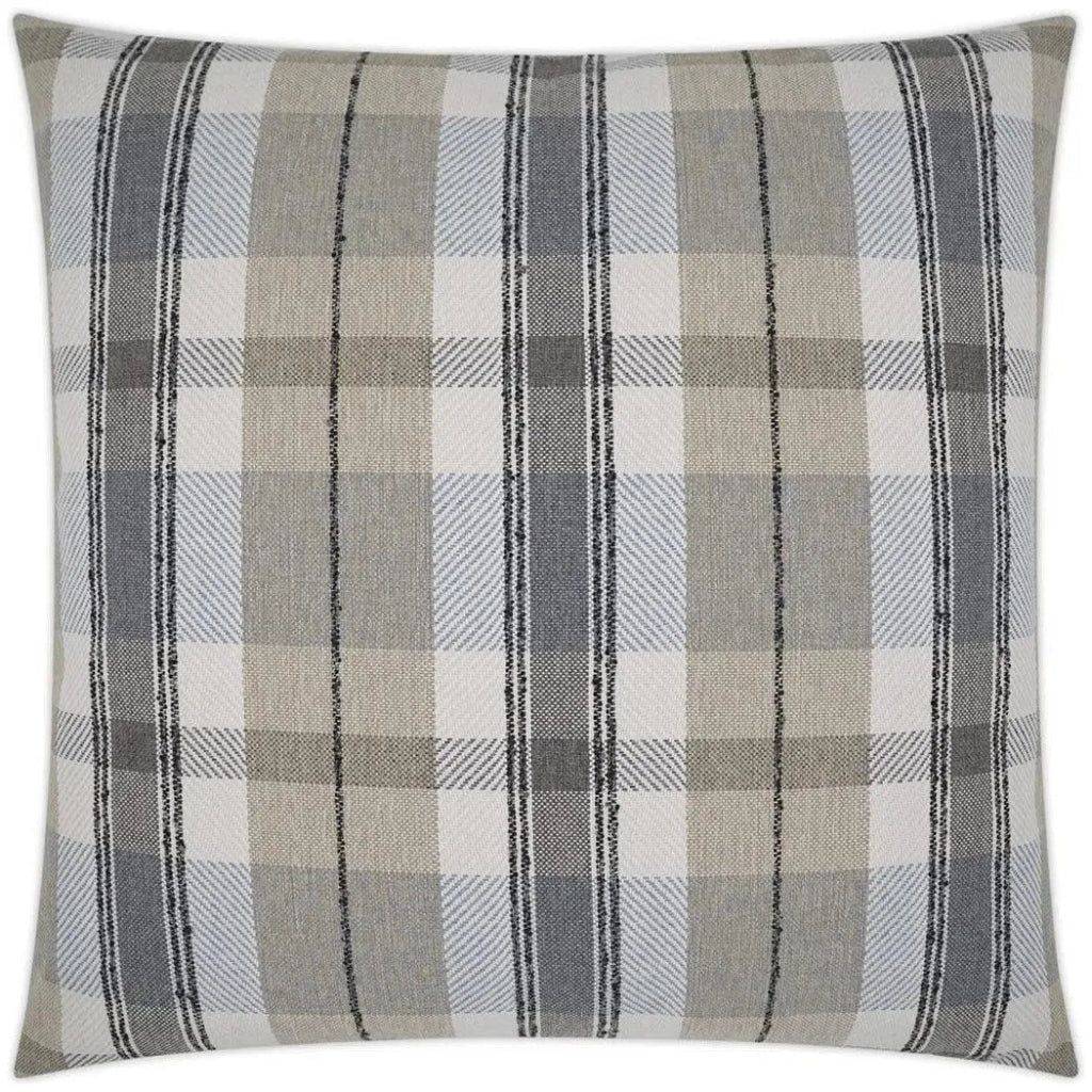 Dellwood Plaid Check Tan Grey Large Throw Pillow Insert - LOOMLAN - D.V. Kap - Throw Pillows