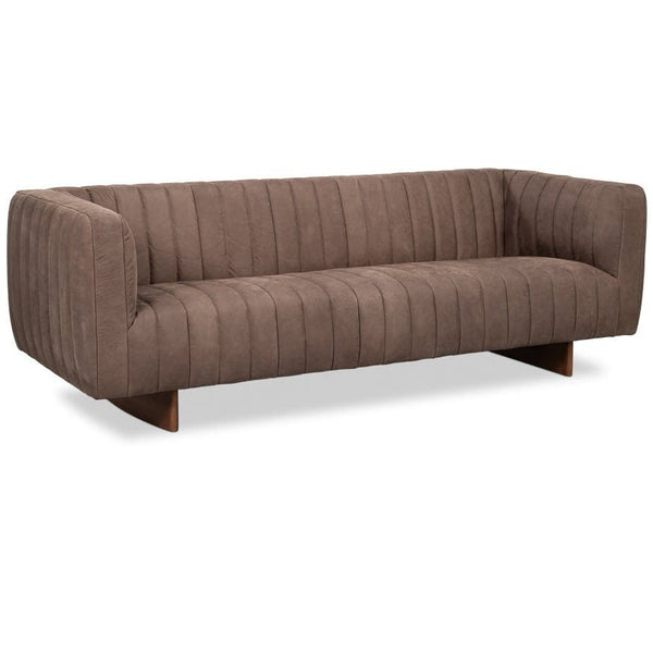 Denys Top Grain Leather Brown Sofa - LOOMLAN - Sarreid - Sofas & Loveseats