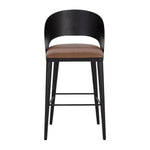 Dezirae Curved Back Leather Barstool - LOOMLAN - SUNPAN - Bar Stools