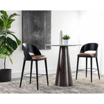 Dezirae Curved Back Leather Barstool - LOOMLAN - SUNPAN - Bar Stools