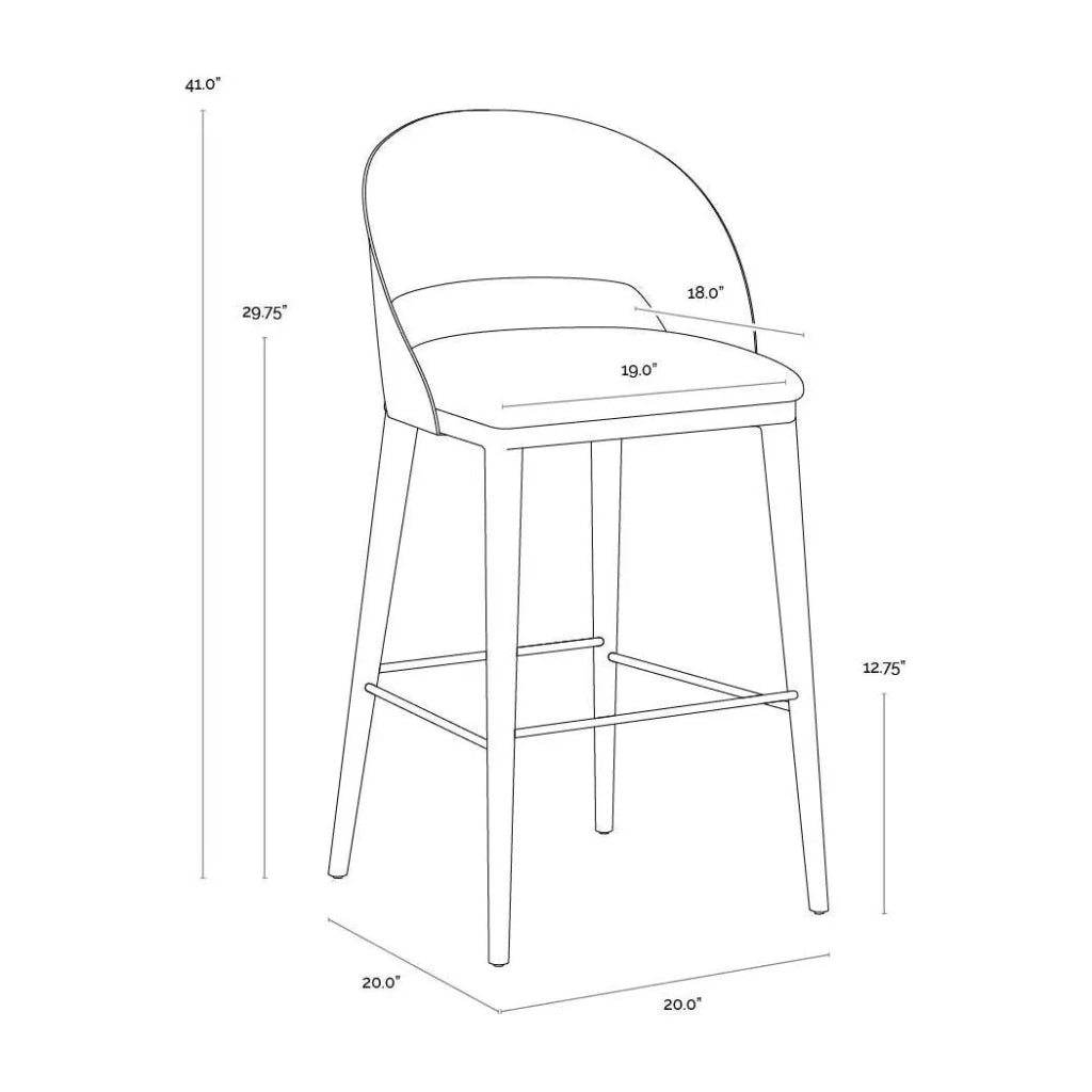 Dezirae Curved Back Leather Barstool - LOOMLAN - SUNPAN - Bar Stools