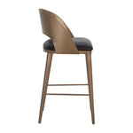 Dezirae Curved Back Leather Barstool - LOOMLAN - SUNPAN - Bar Stools