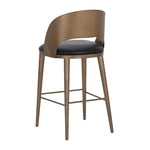 Dezirae Curved Back Leather Barstool - LOOMLAN - SUNPAN - Bar Stools