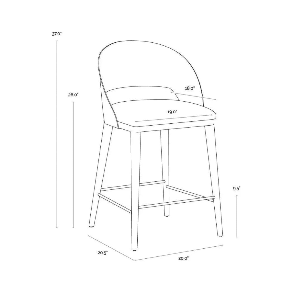 Dezirae Curved Back Leather Counter Stool - LOOMLAN - SUNPAN - Counter Stools