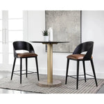 Dezirae Curved Back Leather Counter Stool - LOOMLAN - SUNPAN - Counter Stools