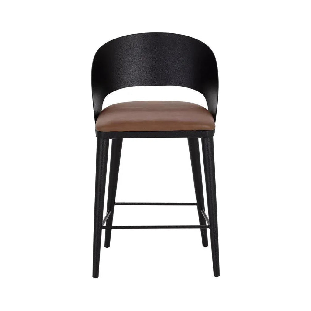 Dezirae Curved Back Leather Counter Stool - LOOMLAN - SUNPAN - Counter Stools