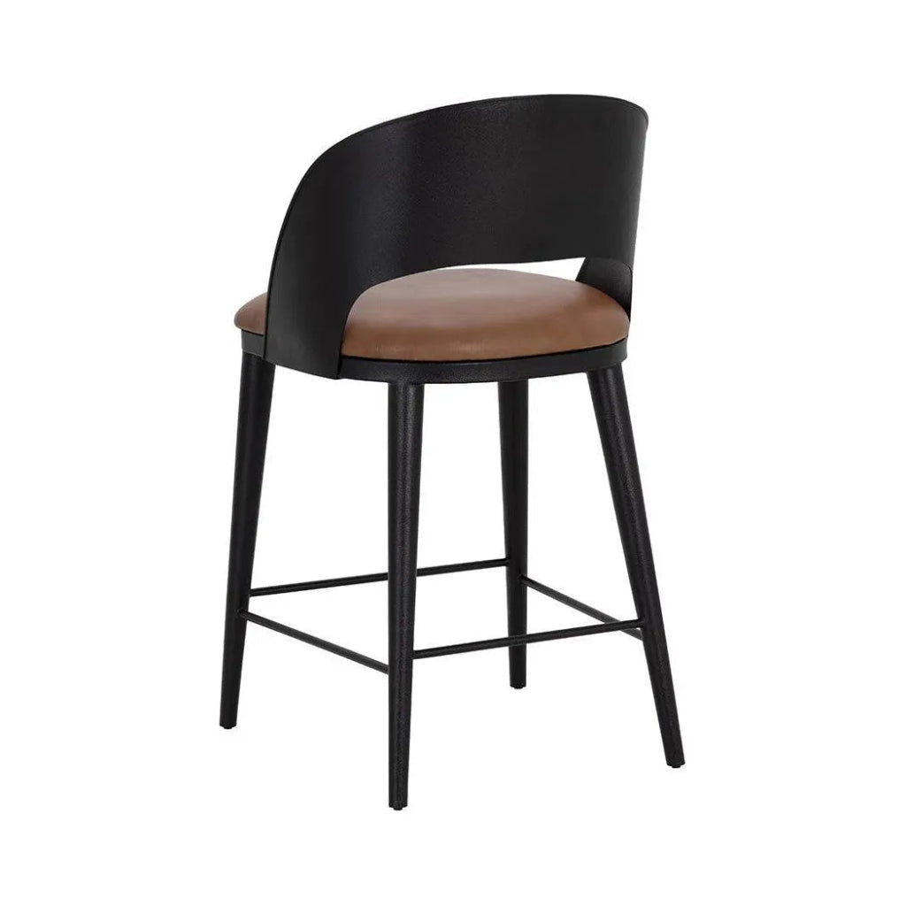 Dezirae Curved Back Leather Counter Stool - LOOMLAN - SUNPAN - Counter Stools