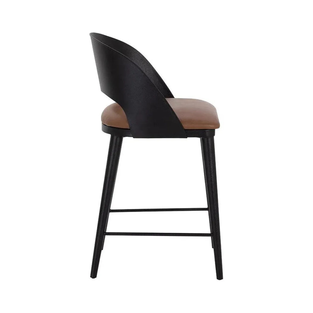 Dezirae Curved Back Leather Counter Stool - LOOMLAN - SUNPAN - Counter Stools