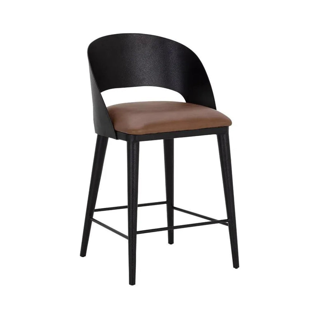 Dezirae Curved Back Leather Counter Stool - LOOMLAN - SUNPAN - Counter Stools