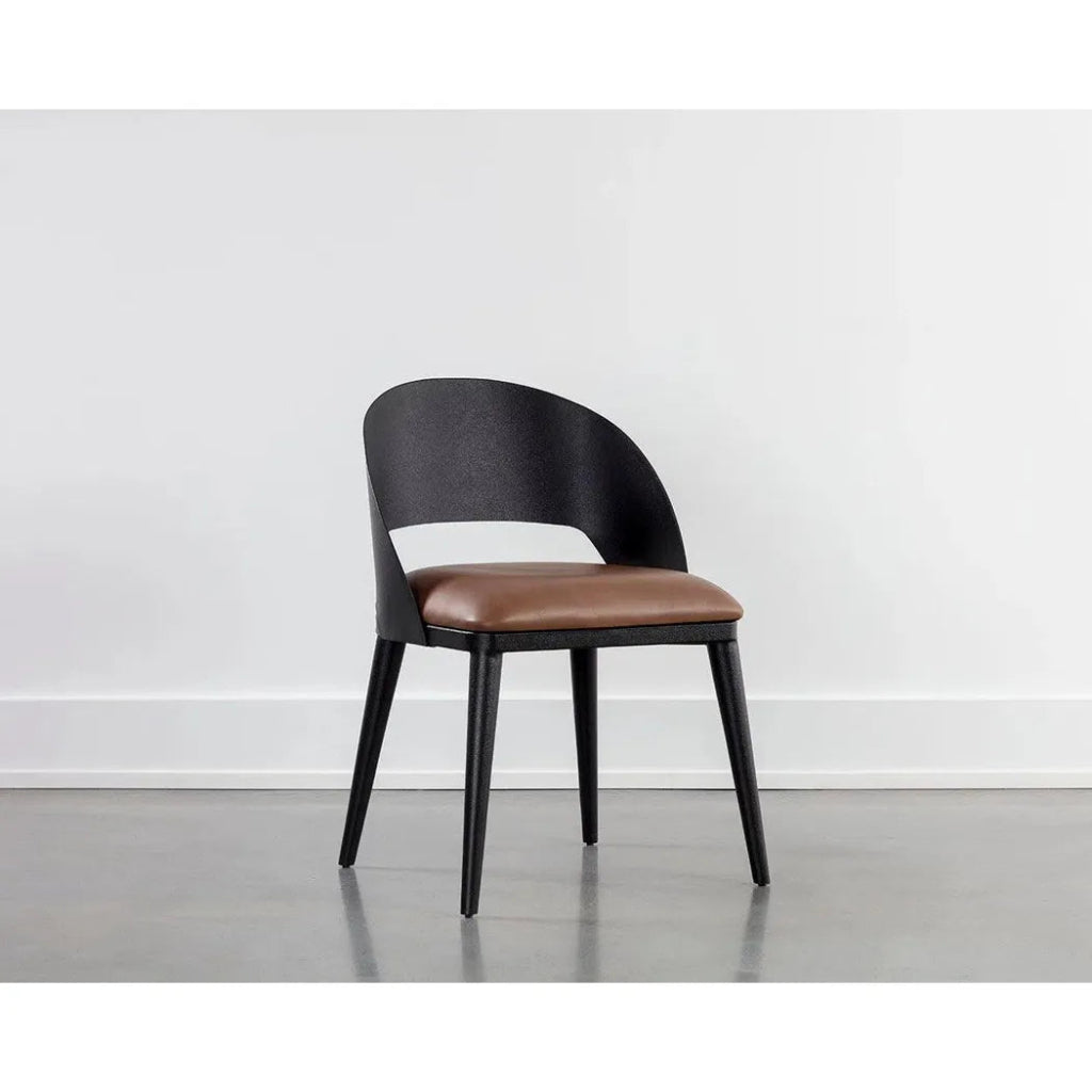 Dezirae Curved Back Leather Dining Chair - LOOMLAN - SUNPAN - Dining Chairs