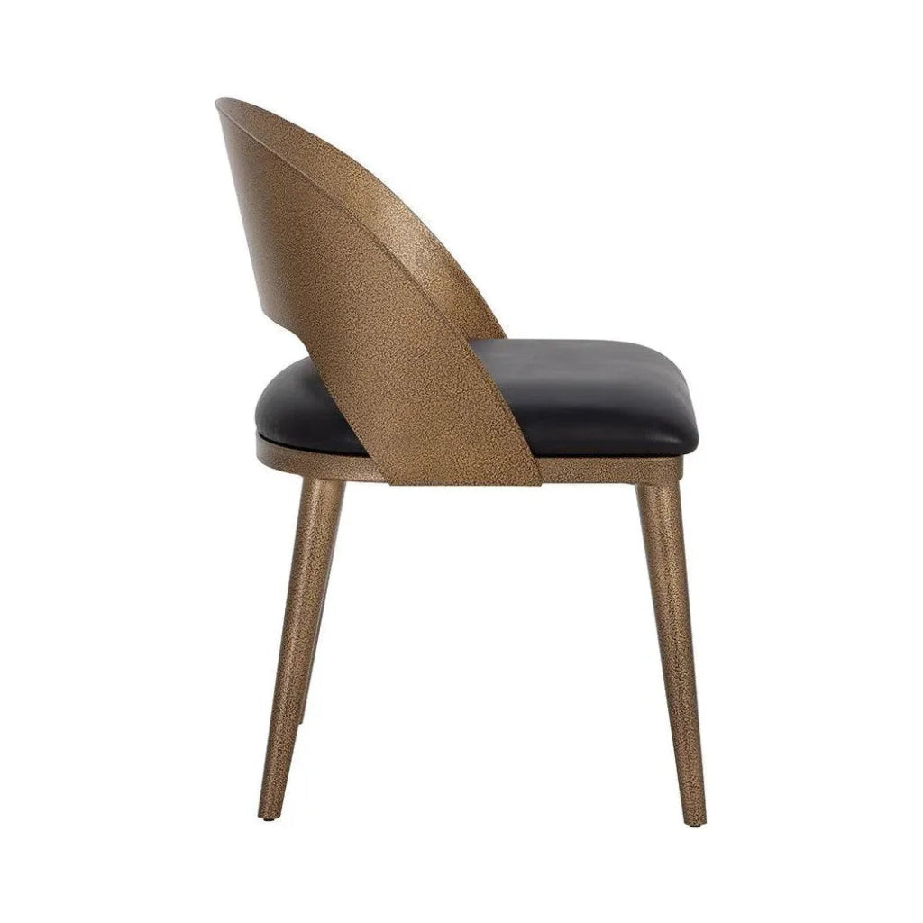 Dezirae Curved Back Leather Dining Chair - LOOMLAN - SUNPAN - Dining Chairs