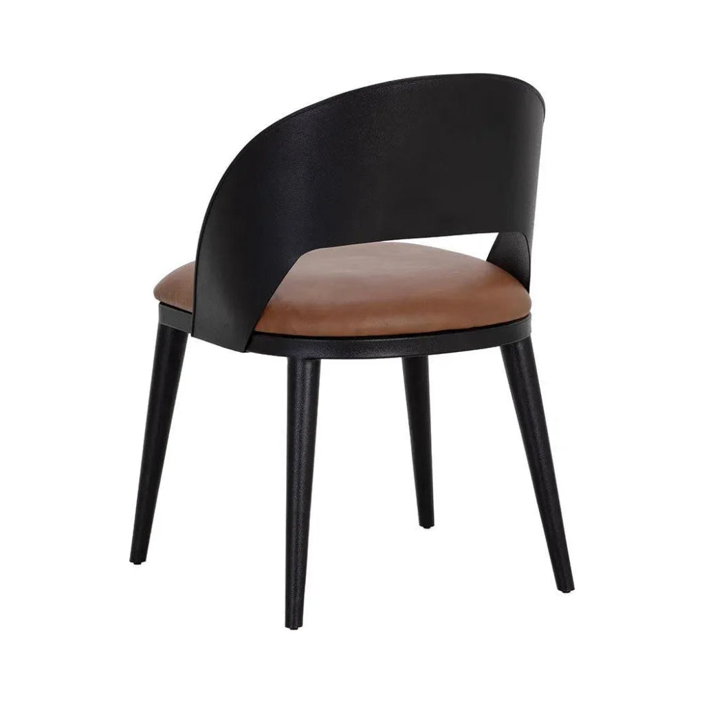 Dezirae Curved Back Leather Dining Chair - LOOMLAN - SUNPAN - Dining Chairs