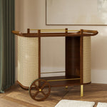 Dinda Wooden Cane Bar Cart - LOOMLAN - Urbia - Home Bar Carts