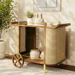 Dinda Wooden Cane Bar Cart - LOOMLAN - Urbia - Home Bar Carts